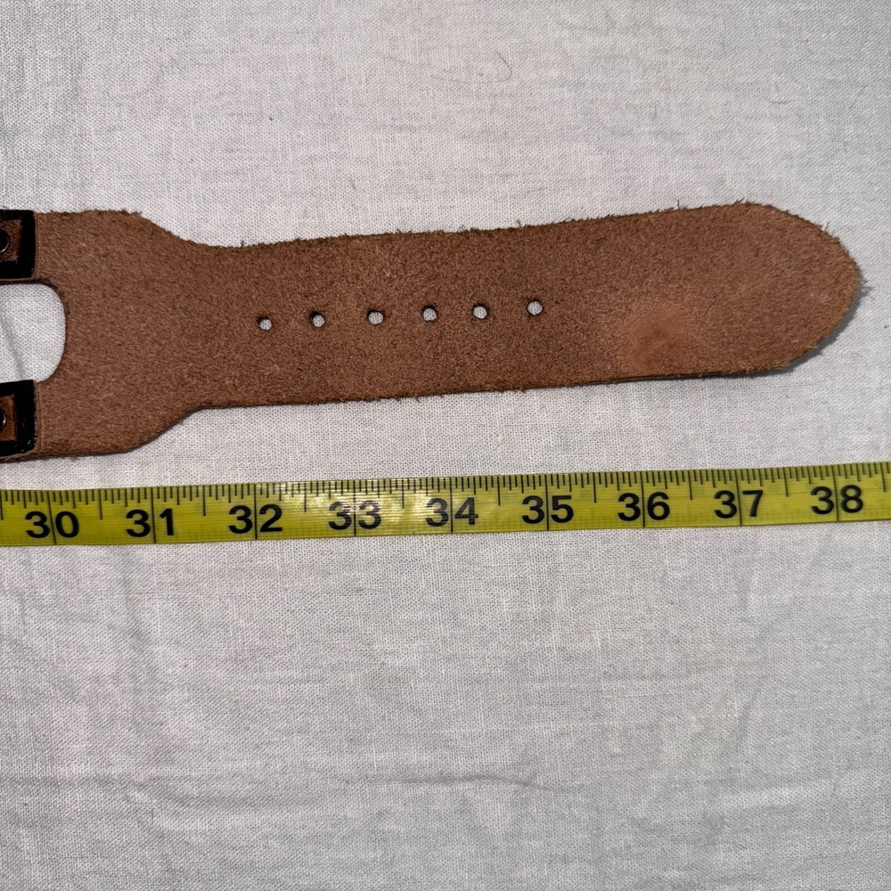 Vintage Y2K Hip Slung Waist Belt M Boho Chocolate Brown Woven Leather Adjustable - Picture 6 of 7